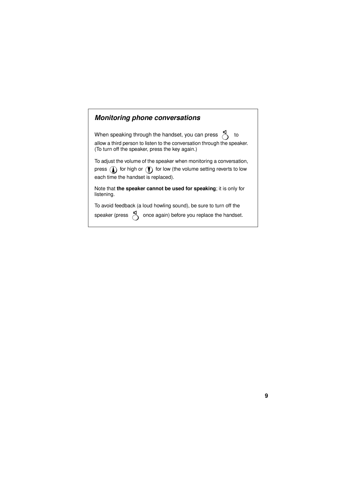 Sharp FO-P610/FO-P630 operation manual Monitoring phone conversations, When speaking through the handset, you can press 