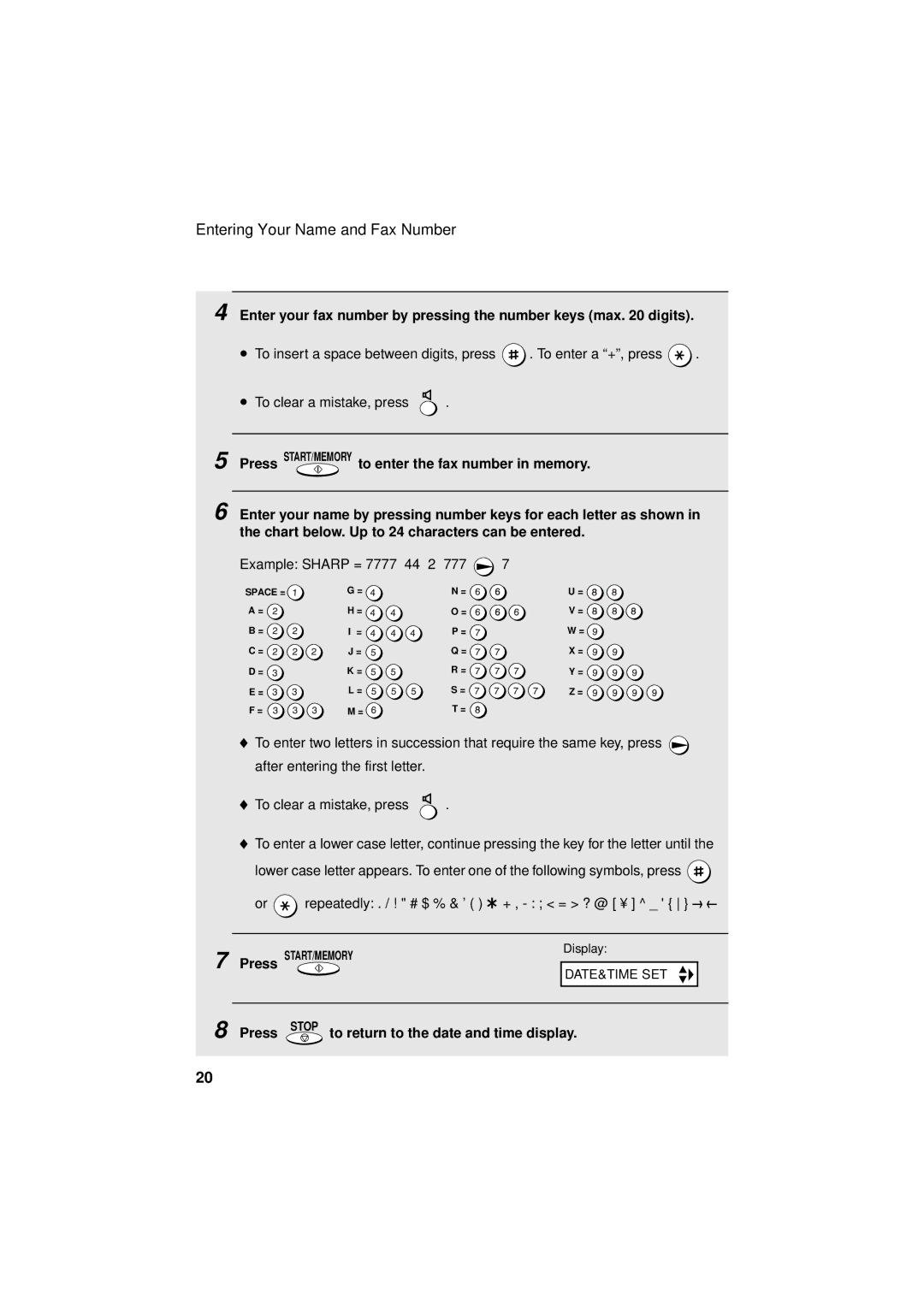 Sharp FO-P610/FO-P630 operation manual Enter your fax number by pressing the number keys max digits 