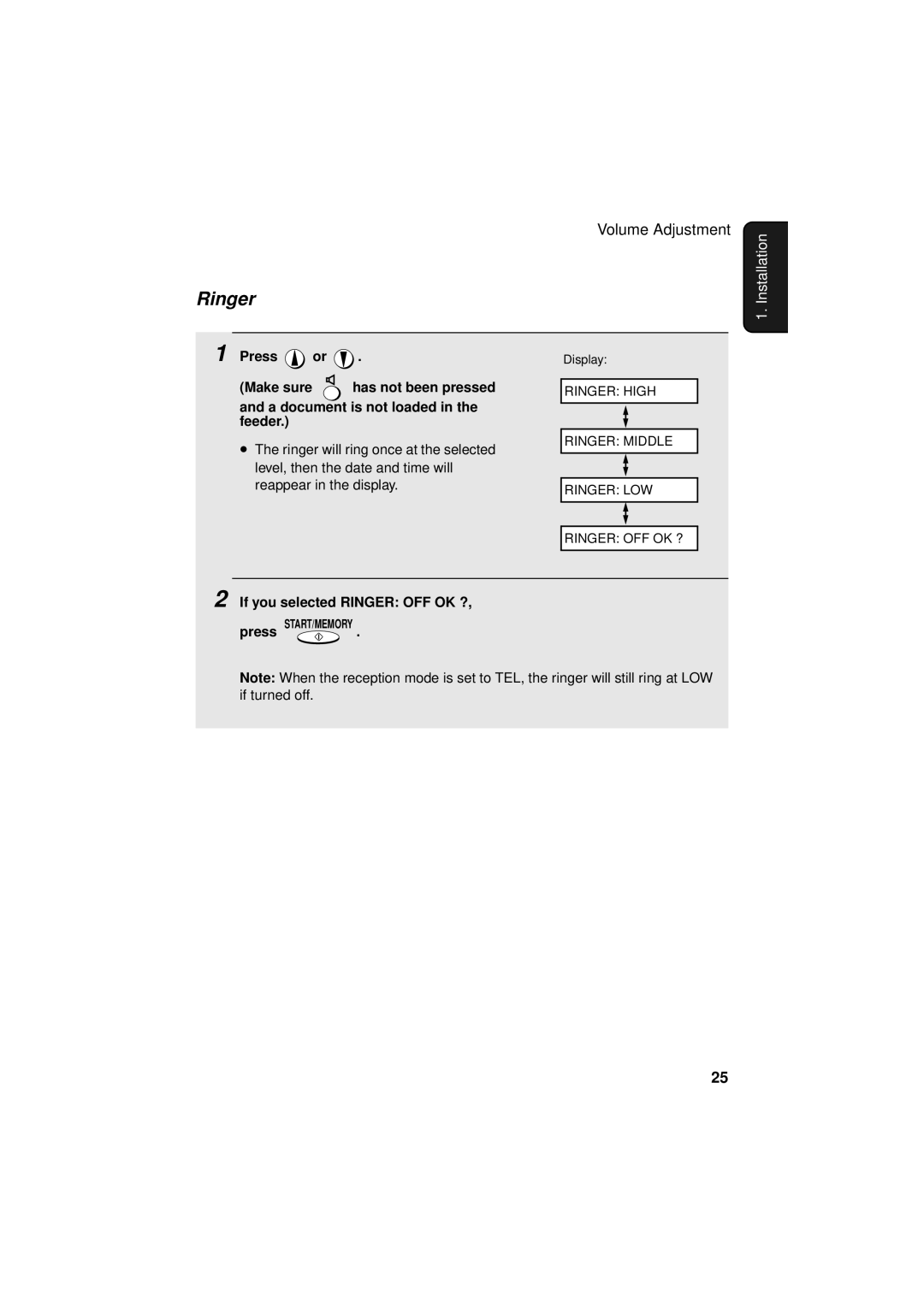 Sharp FO-P610/FO-P630 operation manual If you selected Ringer OFF OK ? 