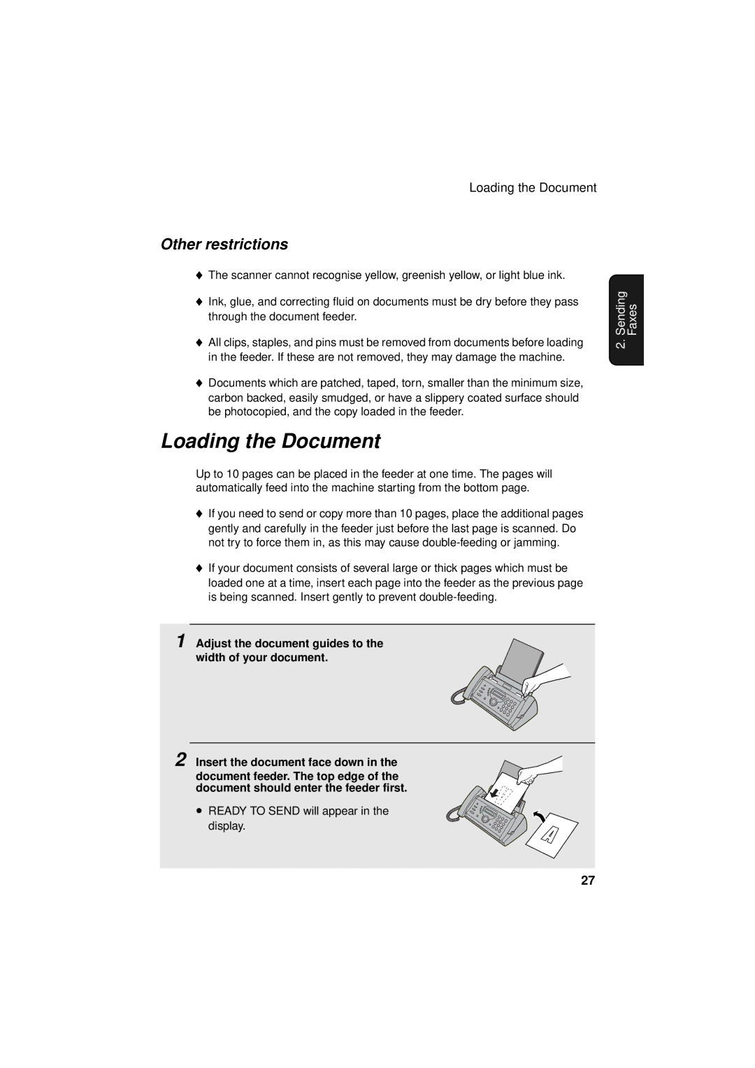 Sharp FO-P610/FO-P630 operation manual Loading the Document, Other restrictions 