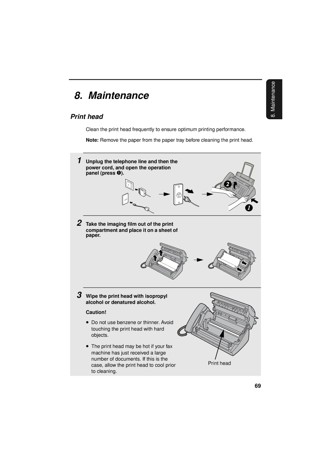 Sharp FO-P610/FO-P630 operation manual Maintenance, Print head 