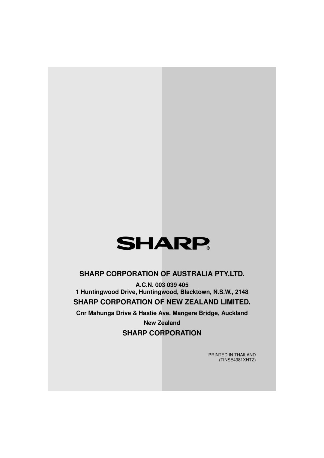 Sharp FO-P610/FO-P630 operation manual Sharp Corporation of NEW Zealand Limited 