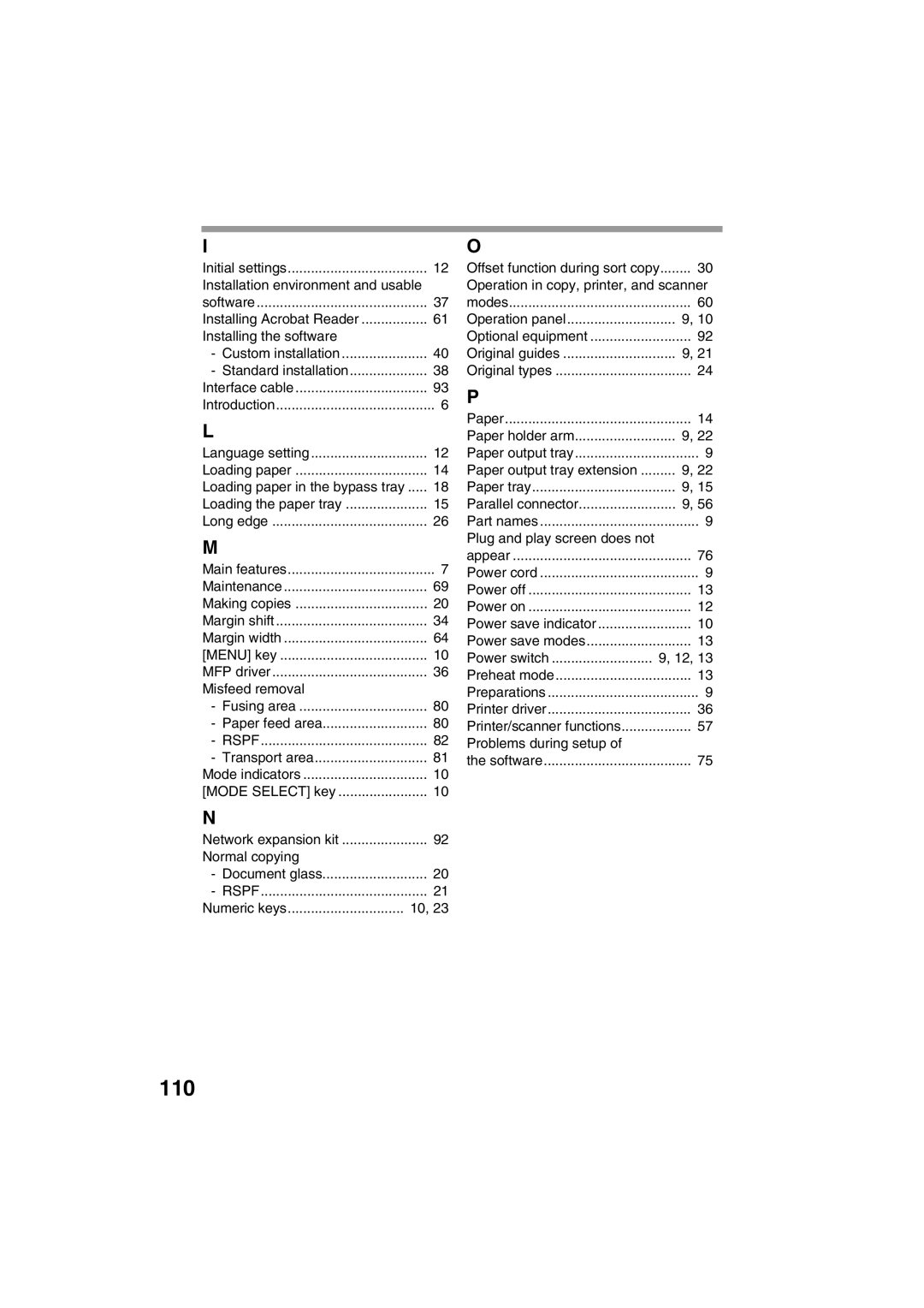 Sharp FODC550 operation manual 110 