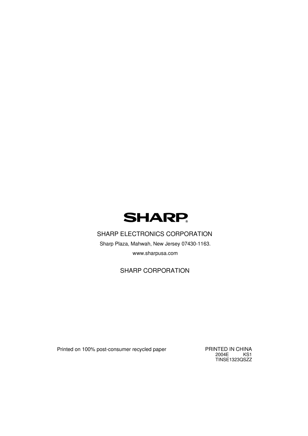 Sharp FODC550 operation manual FO-DC550, 2004E KS1 TINSE1323QSZZ 