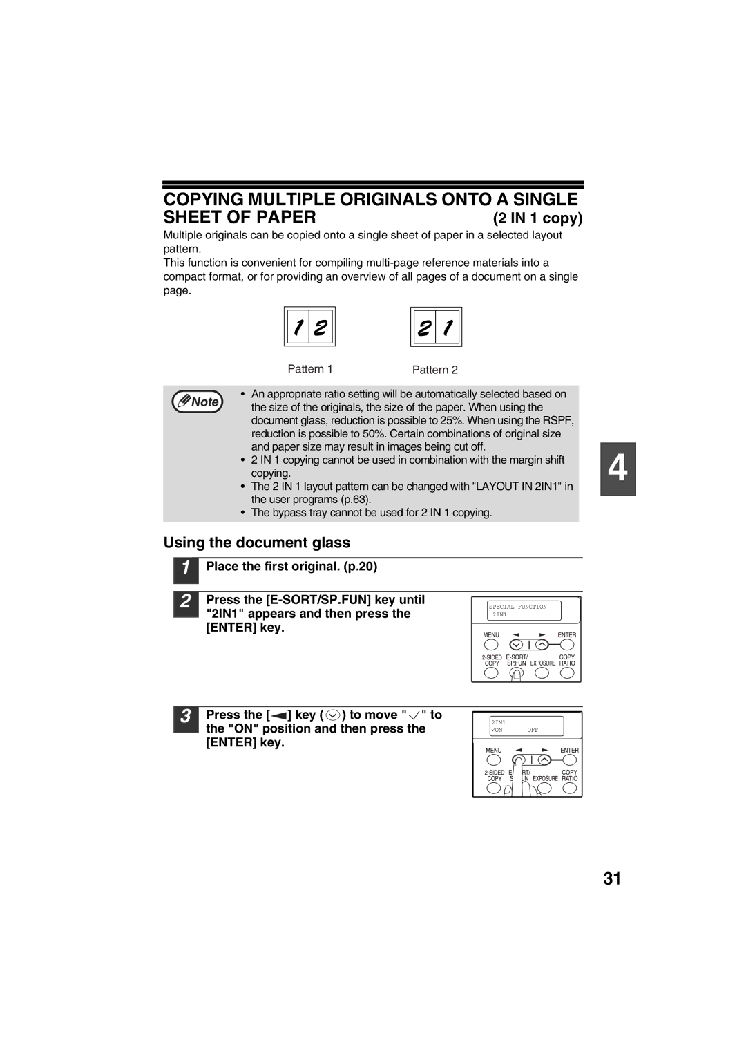 Sharp FODC550 operation manual Copying Multiple Originals Onto a Single Sheet of Paper, copy 