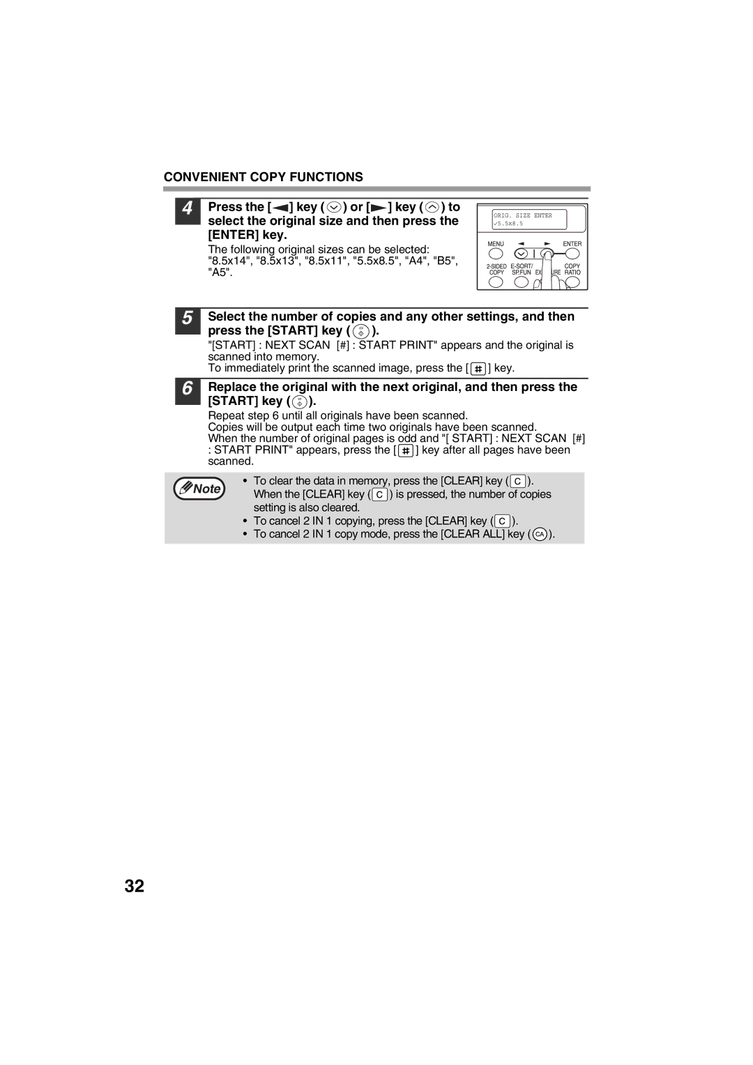 Sharp FODC550 operation manual Setting is also cleared 