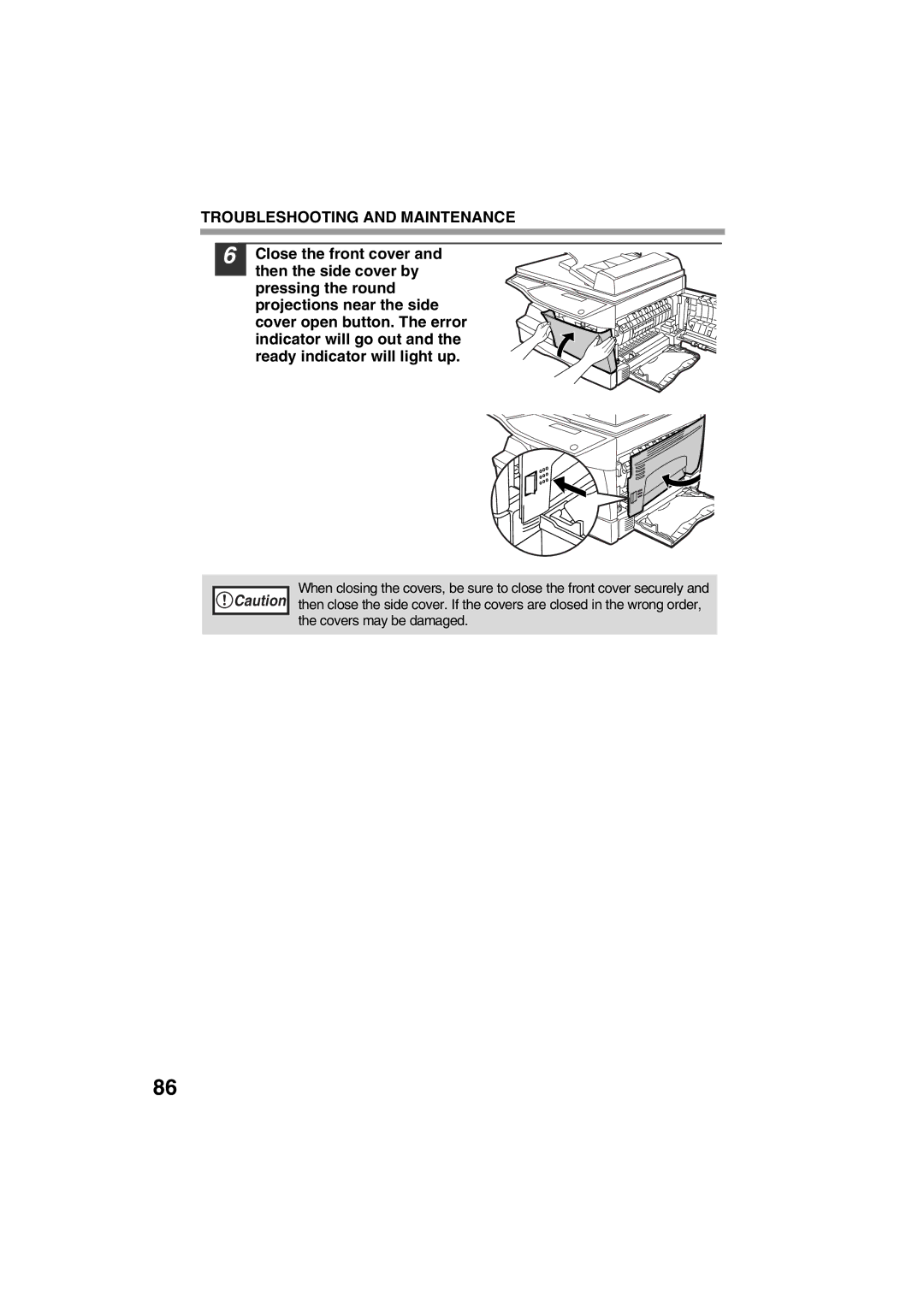 Sharp FODC550 operation manual Troubleshooting and Maintenance 