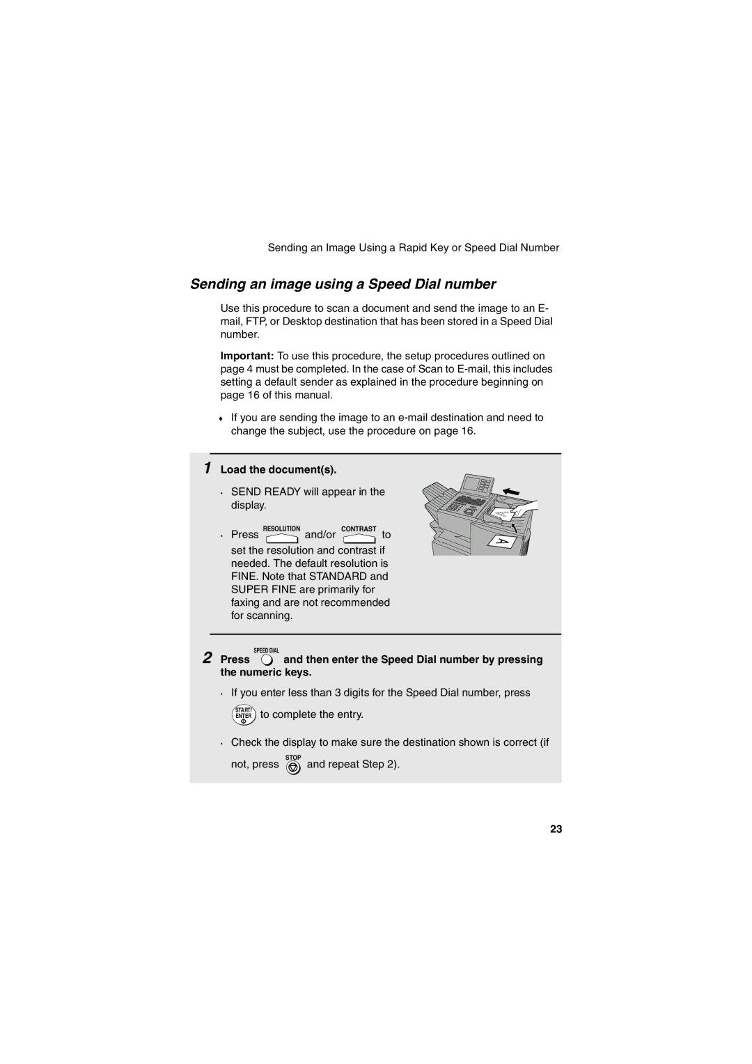 Sharp FONS2 operation manual Sending an image using a Speed Dial number, Numeric keys 