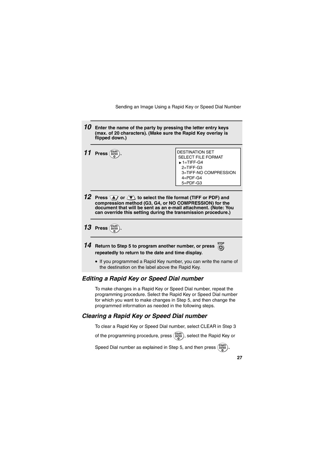 Sharp FONS2 operation manual Editing a Rapid Key or Speed Dial number, Clearing a Rapid Key or Speed Dial number 