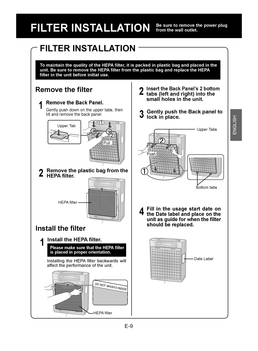 Sharp FP-A28C, FP-A28U operation manual Filter Installation 