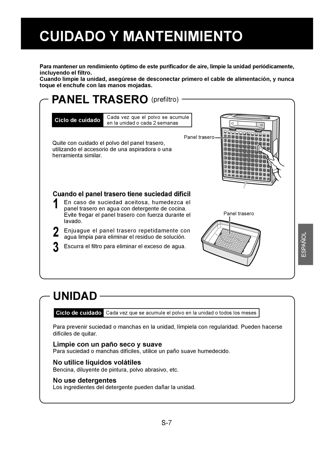 Sharp FP-A28C, FP-A28U operation manual Cuidado Y Mantenimiento, Unidad 