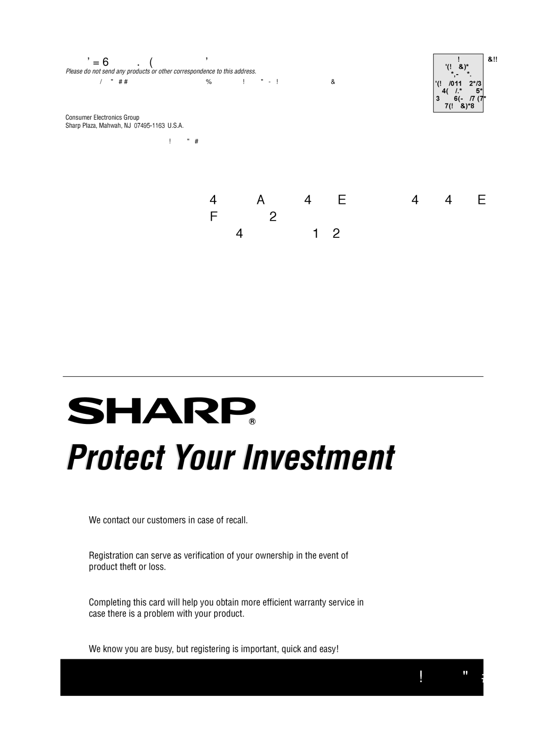 Sharp FP-A28U, FP-A28C operation manual Protect Your Investment 