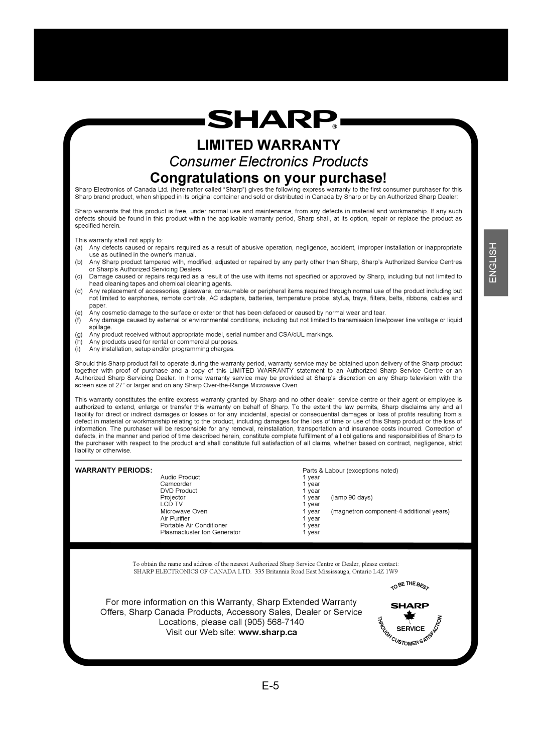 Sharp FP-A28C, FP-A28U operation manual Limited Warranty 