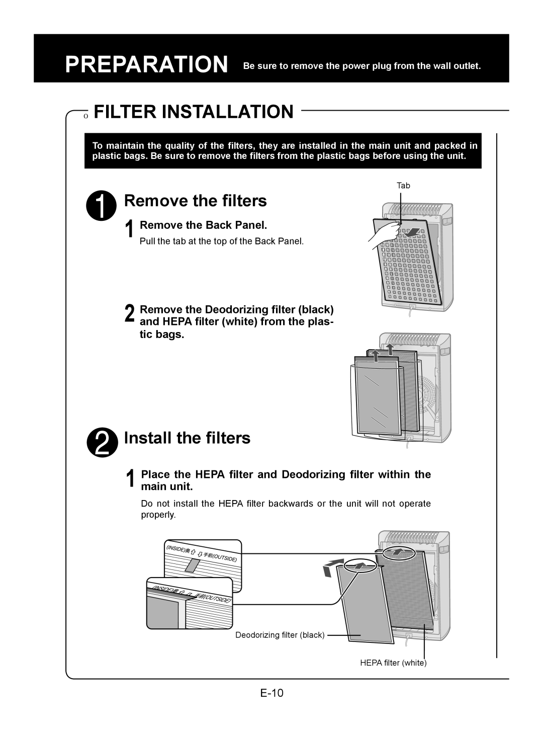 Sharp FP-A40UW, FP-A40C operation manual OnFILTER Installation, Remove the Back Panel 