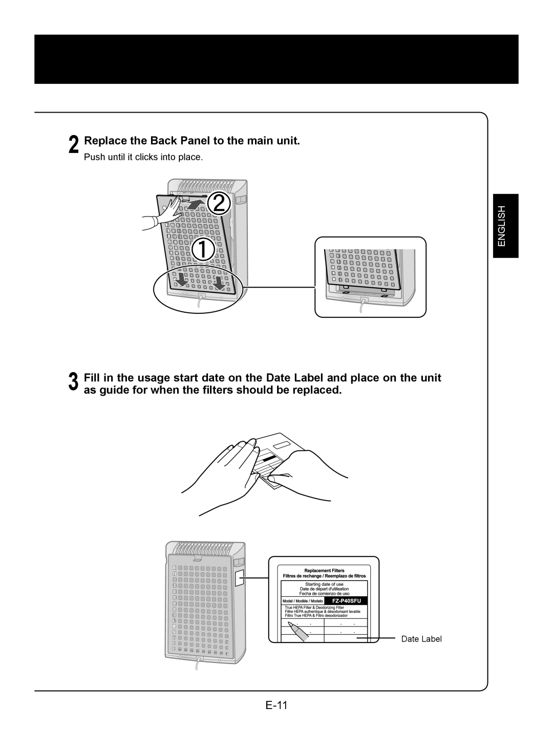 Sharp FP-A40C, FP-A40UW operation manual Replace the Back Panel to the main unit 