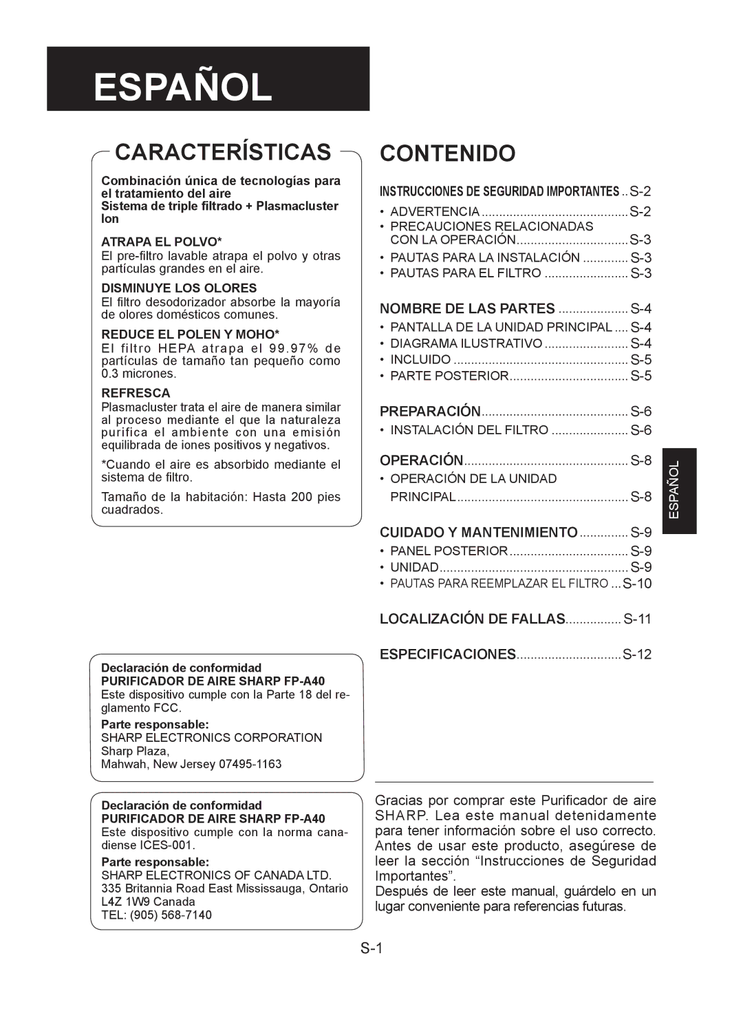 Sharp FP-A40C, FP-A40UW operation manual Español 