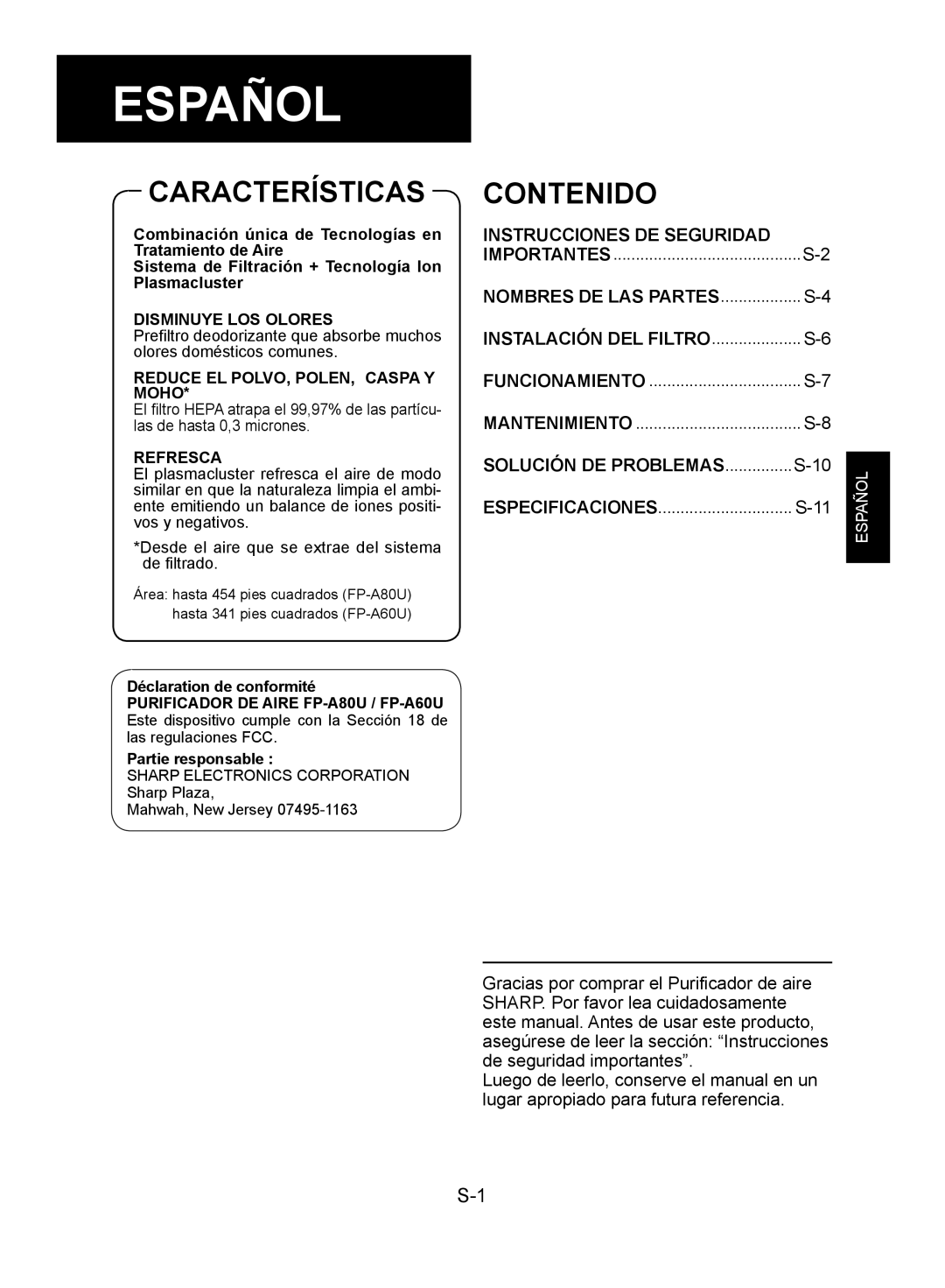 Sharp FP-A80UW, FP-A60U operation manual Español 