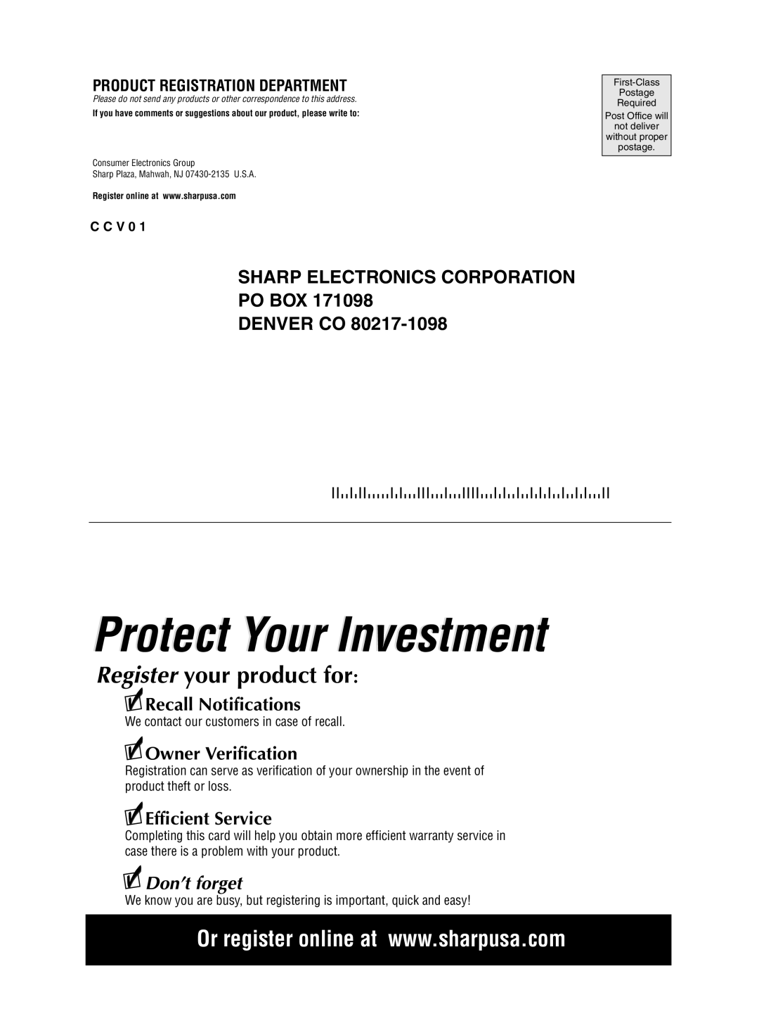 Sharp FP-A80UW, FP-A60U operation manual Protect Your Investment 