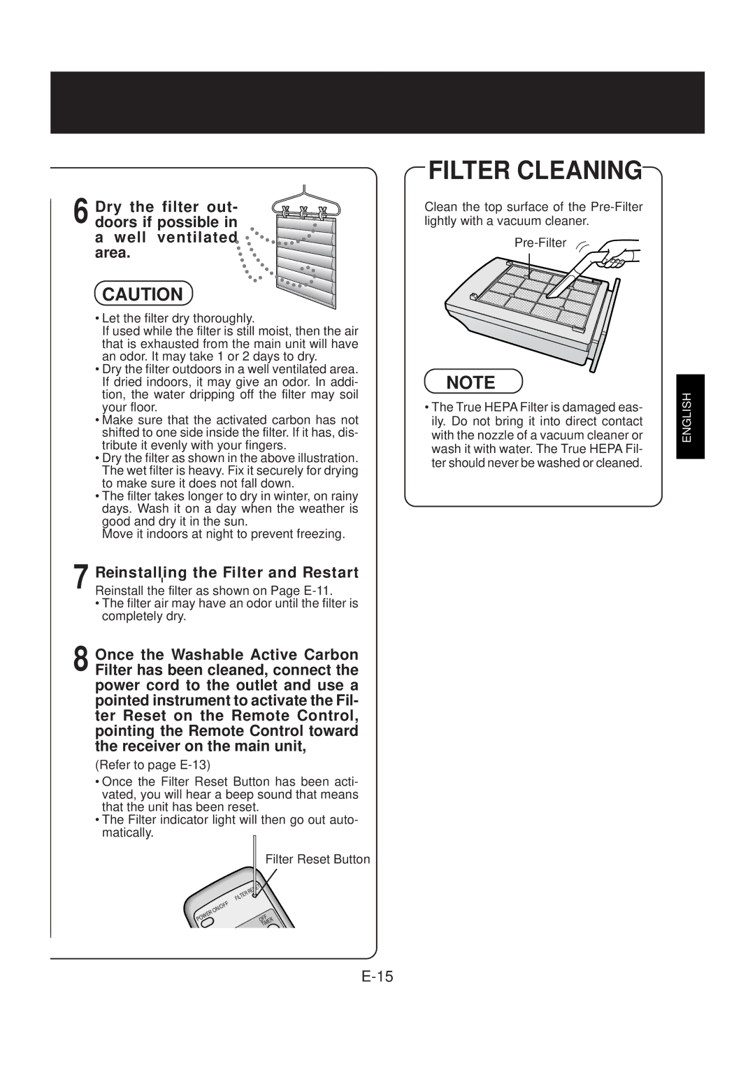 Sharp FP-N40CX operation manual Filter Cleaning 