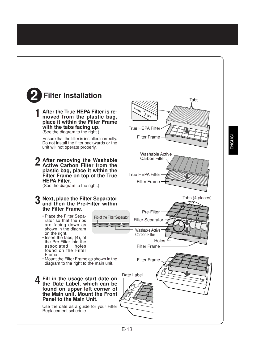 Sharp FP-N60CX operation manual Filter Installation 