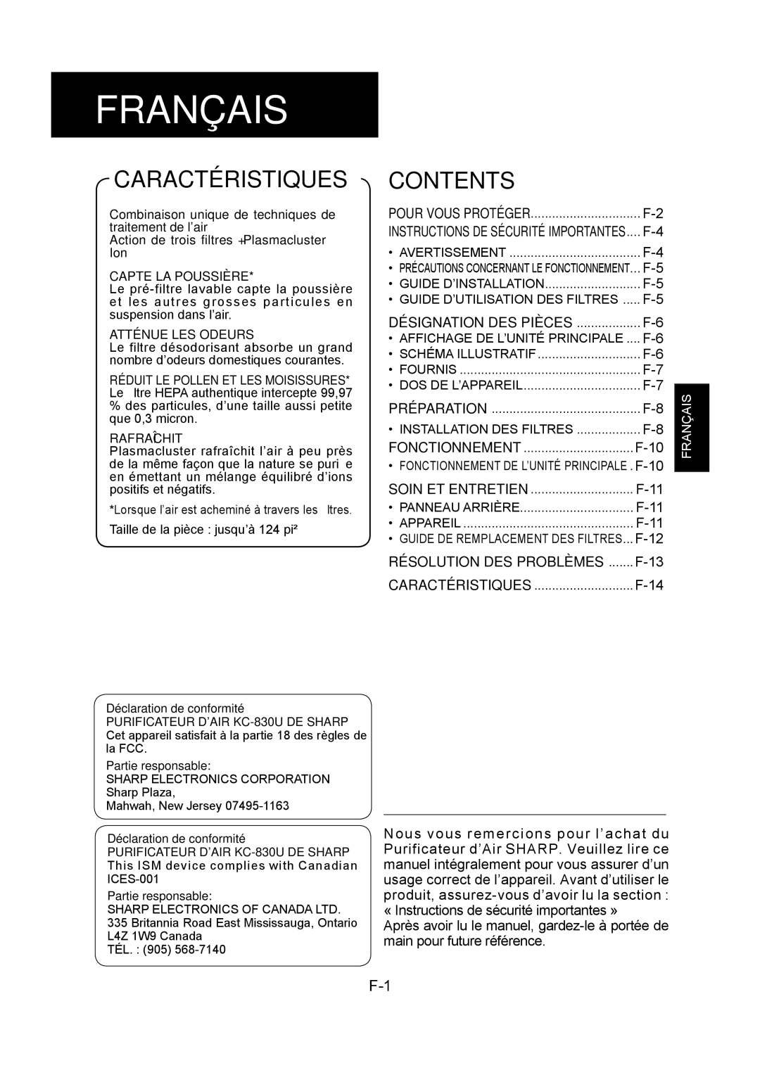 Sharp FP-P30U operation manual Français 