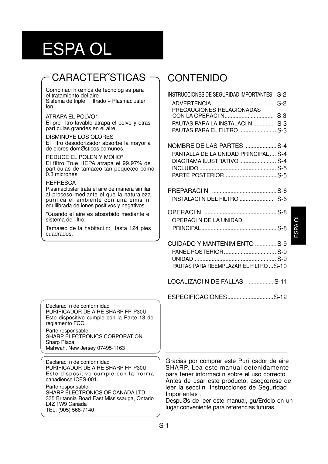 Sharp FP-P30U operation manual Español 