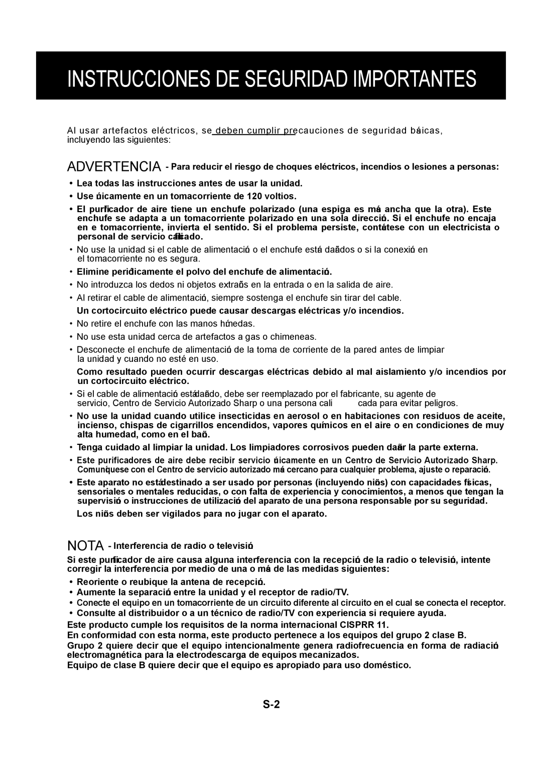 Sharp FP-P30U operation manual Instrucciones DE Seguridad Importantes 