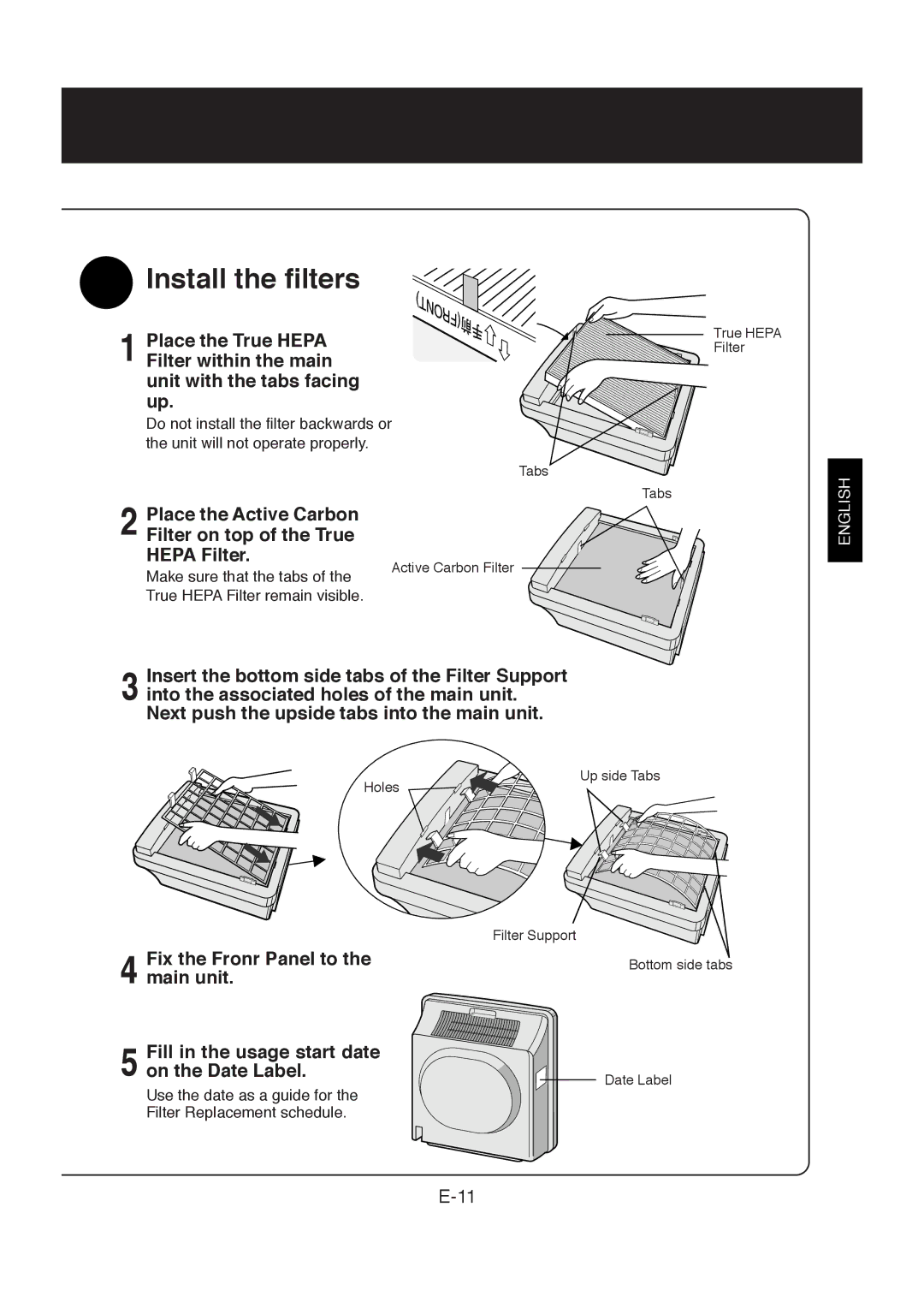 Sharp FP-R30CX operation manual Install the filters 