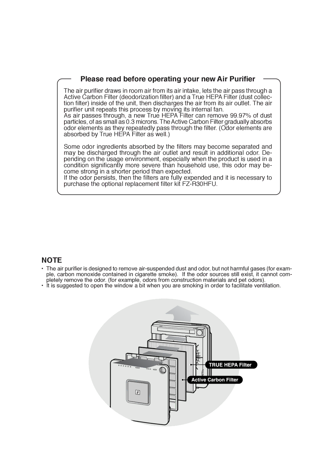 Sharp FP-R30CX operation manual Please read before operating your new Air Purifier 