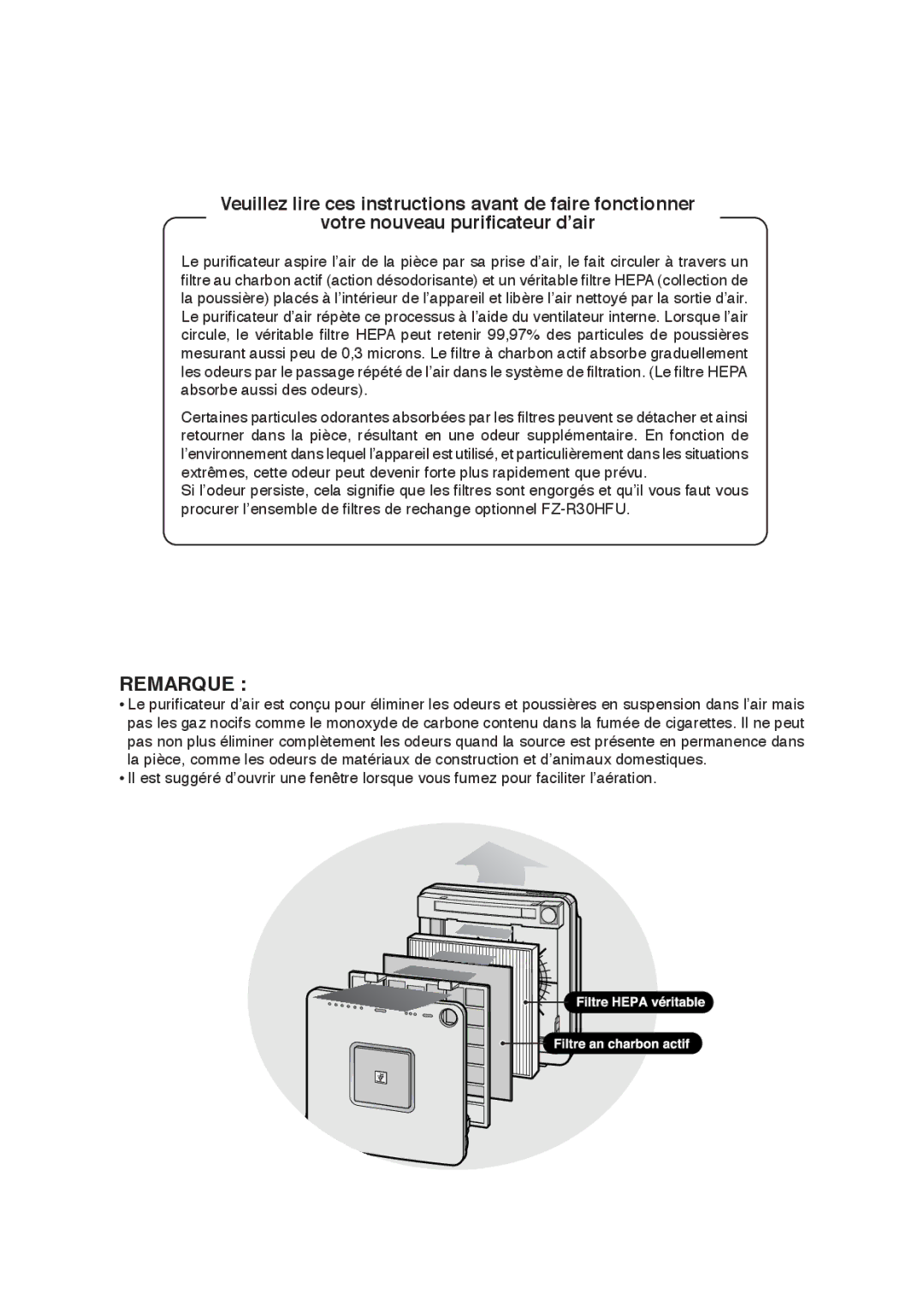 Sharp FP-R30CX operation manual Remarque 