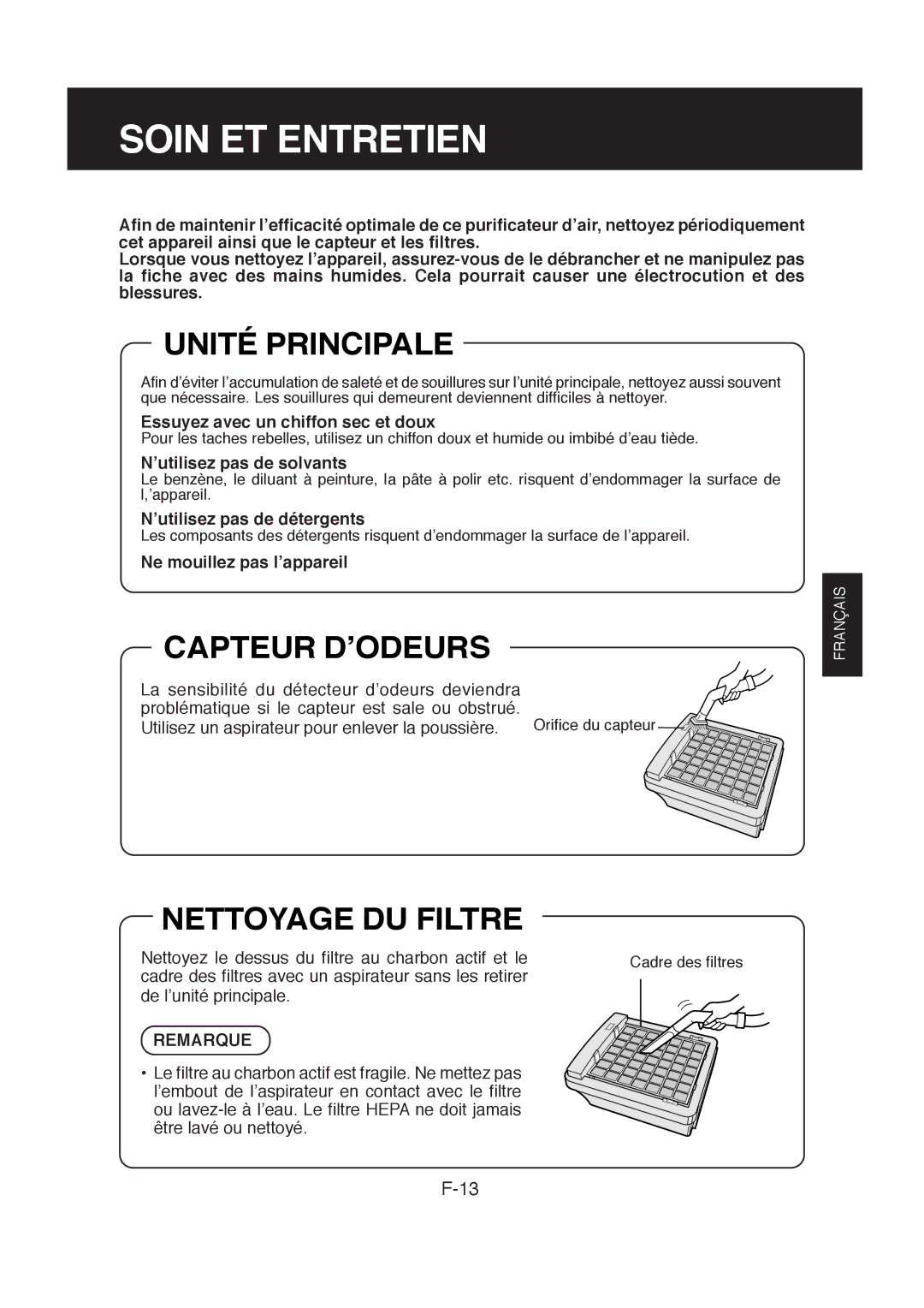 Sharp FP-R30CX operation manual Soin ET Entretien, Unité Principale 