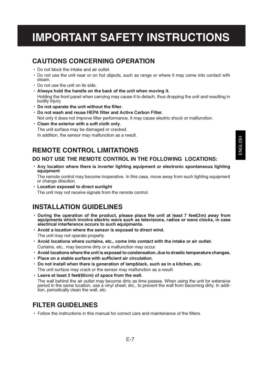 Sharp FP-R30CX Do not USE the Remote Control in the Following Locations, Location exposed to direct sunlight 