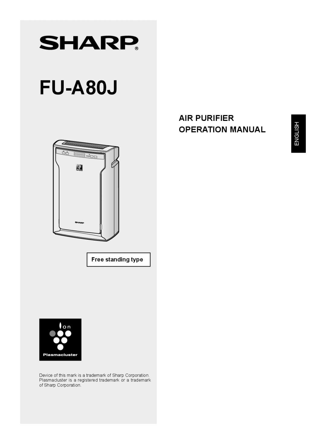 Sharp FU-A80J operation manual AIR Purifier 