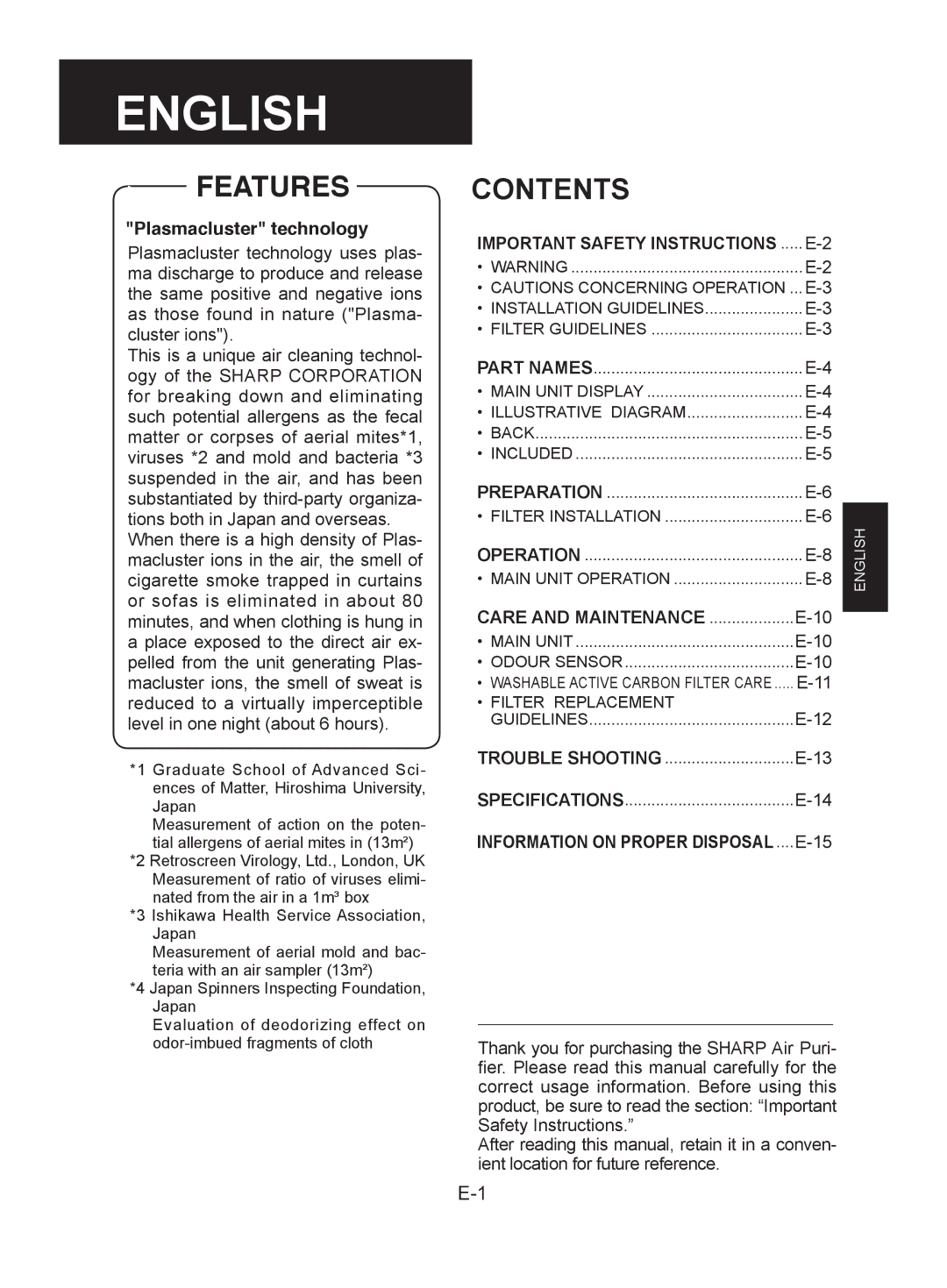 Sharp FU-W28E operation manual English 