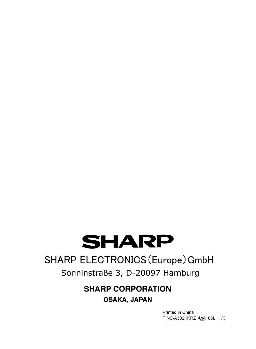Sharp FU-W28E operation manual Sharp Corporation, Osaka, Japan 