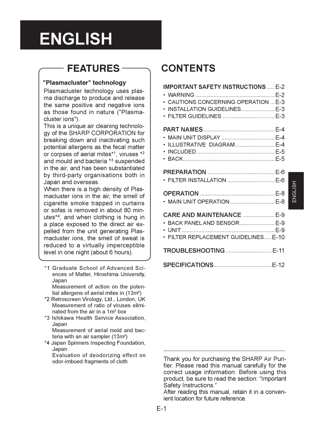 Sharp FU-Z31E operation manual English 