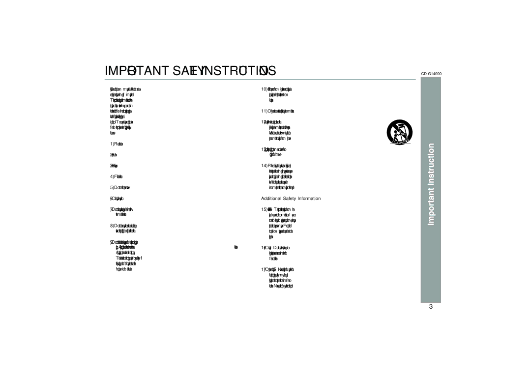 Sharp G14000 operation manual Important Safety Instructions 