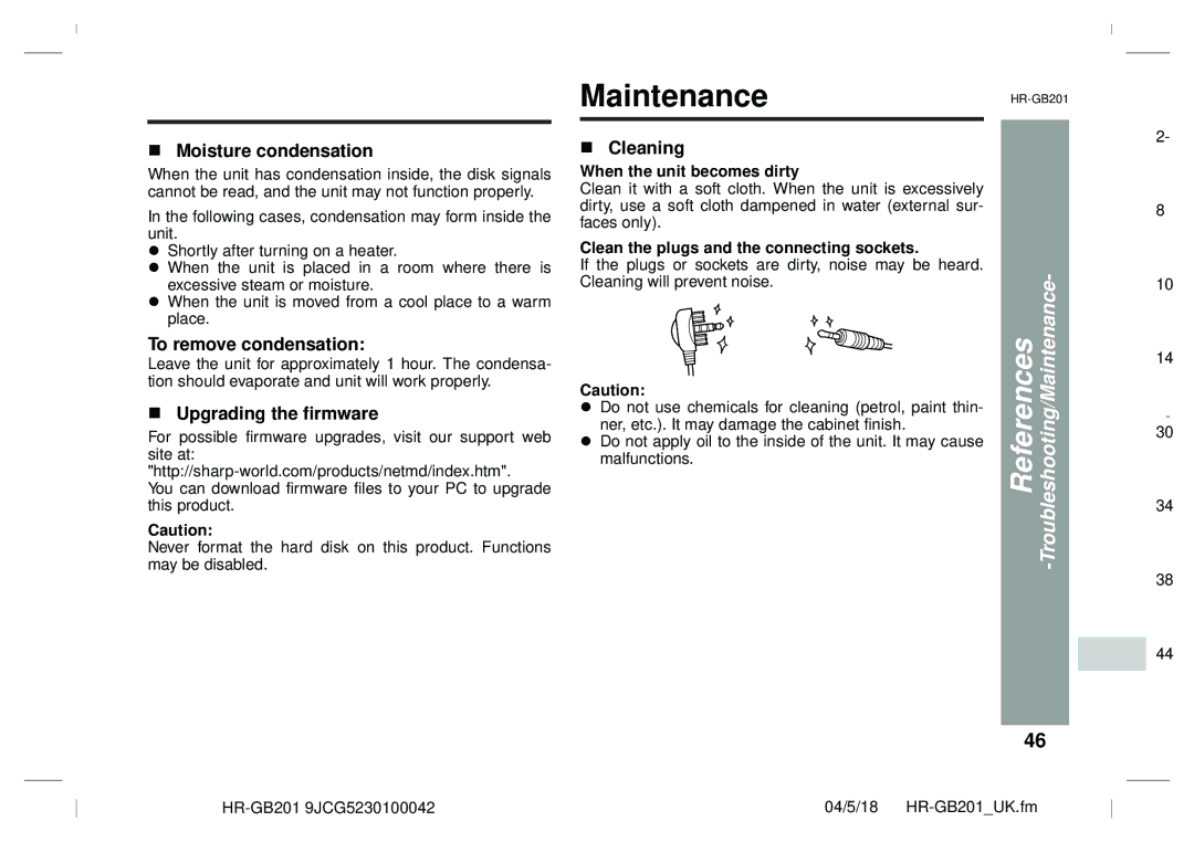 Sharp GB201 operation manual Troubleshooting/Maintenance 