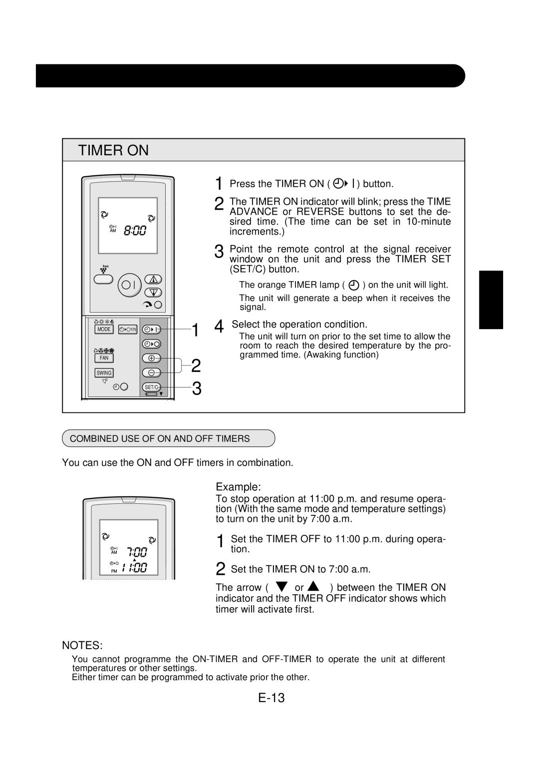 Sharp GS-XP24FR, GS-XP07FR, GS-XP09FR, GS-XP27FR, GS-XP18FR, GS-XP12FR operation manual Timer on, Select the operation condition 