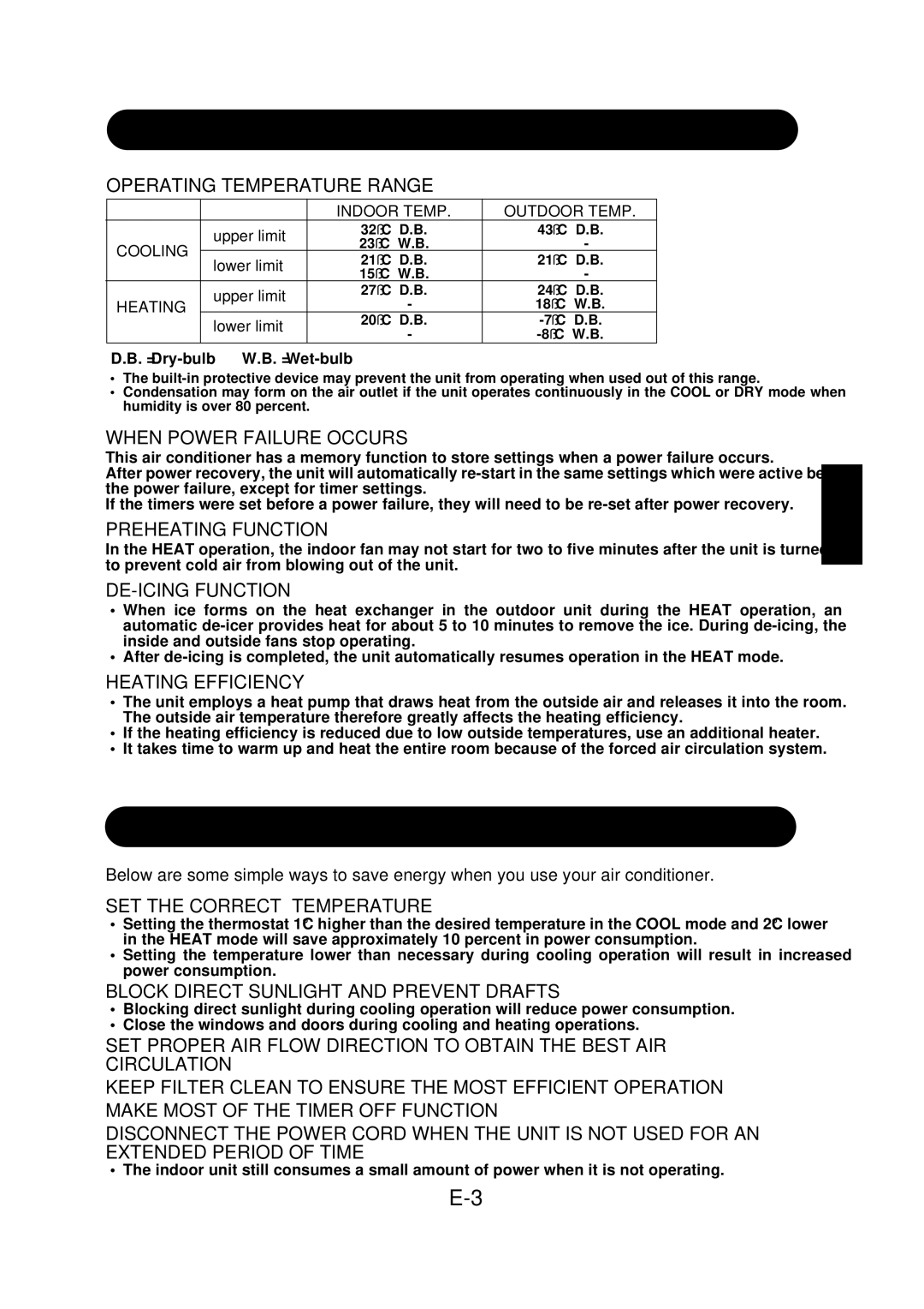 Sharp GS-XP12FR, GS-XP07FR, GS-XP09FR, GS-XP27FR, GS-XP24FR, GS-XP18FR Additional Notes on Operation, Tips on Saving Energy 