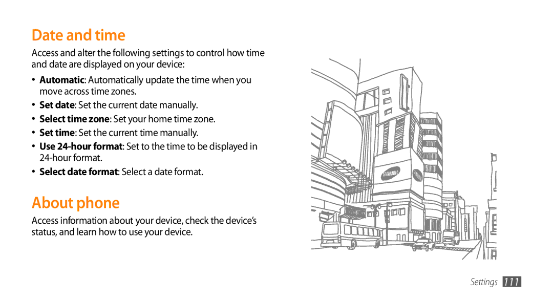 Sharp GT-I9000 user manual Date and time, About phone 