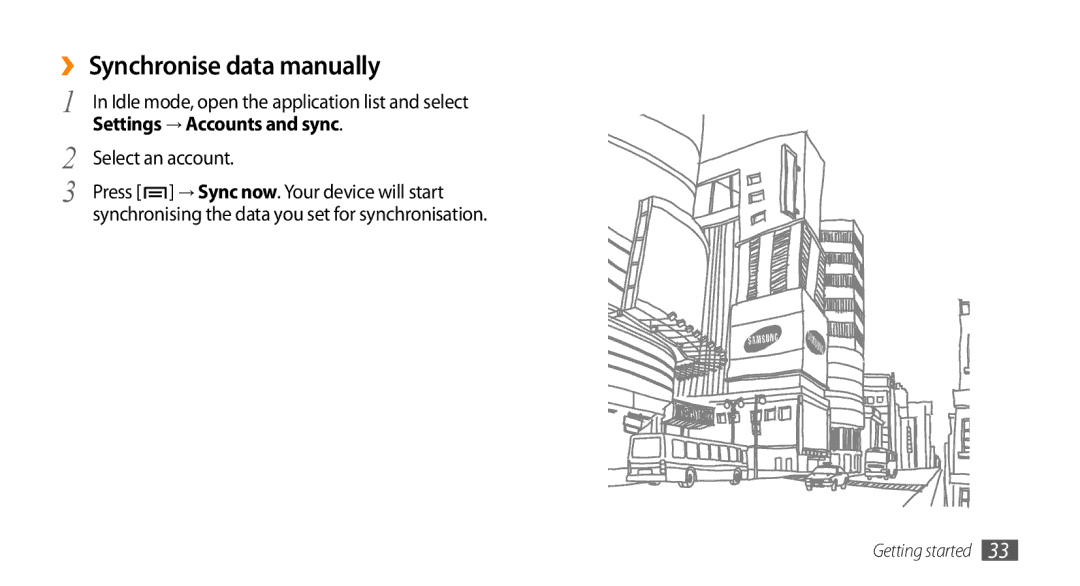 Sharp GT-I9000 user manual ›› Synchronise data manually 