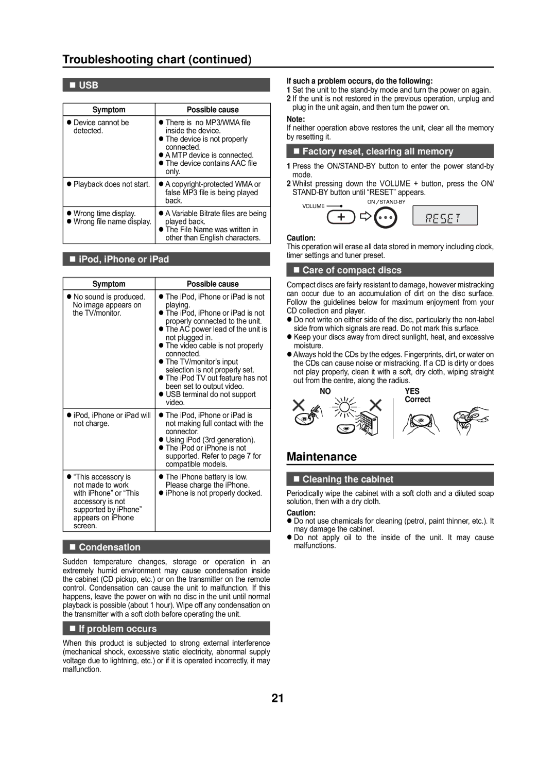 Sharp GX-M10H(OR), GX-M10H(RD) operation manual Maintenance 