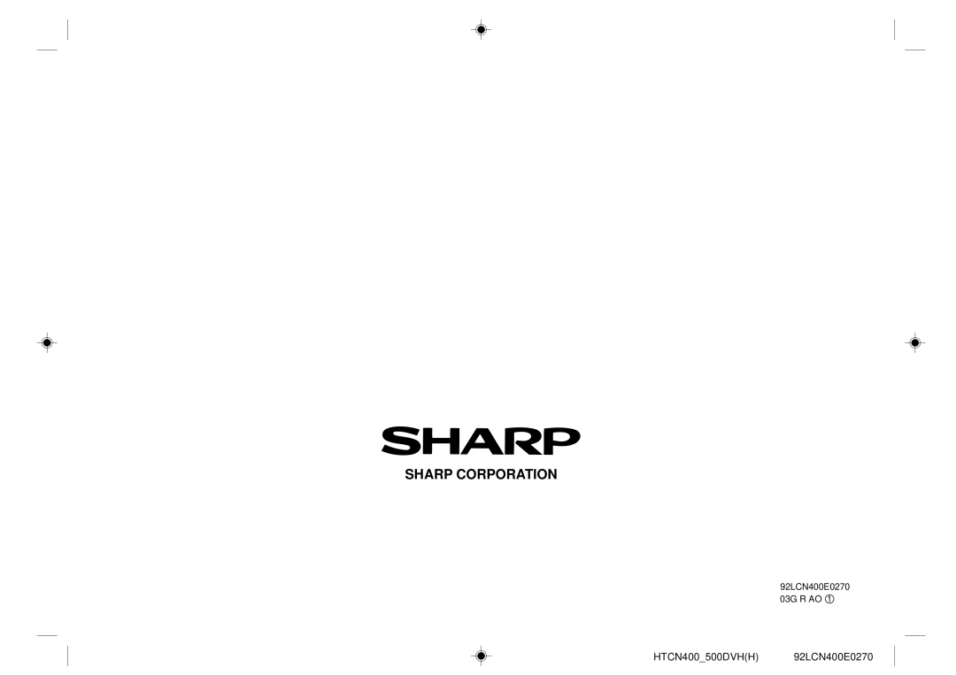 Sharp HT-CN400DVH operation manual Sharp Corporation, 92LCN400E0270 03G R AO 