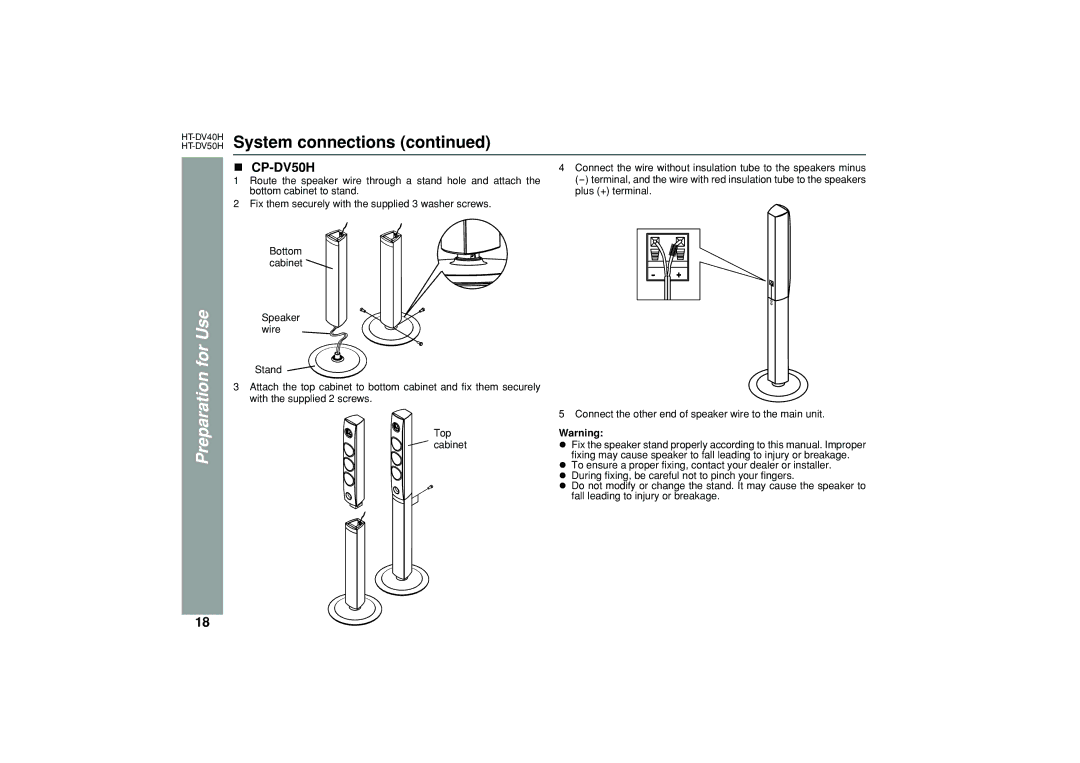 Sharp HT-DV40H, HT-DV50H operation manual CP-DV50H 