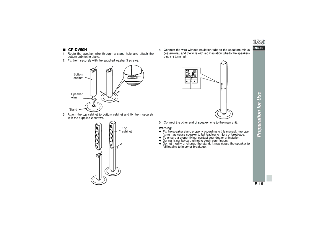 Sharp HT-DV40H operation manual CP-DV50H 