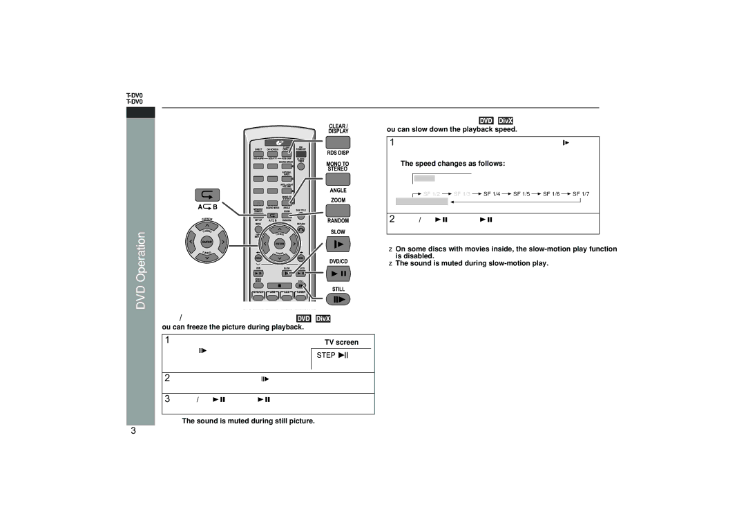 Sharp HT-DV40H operation manual Useful operation, Slow motion play, Dvd/Cd, Still, Step 