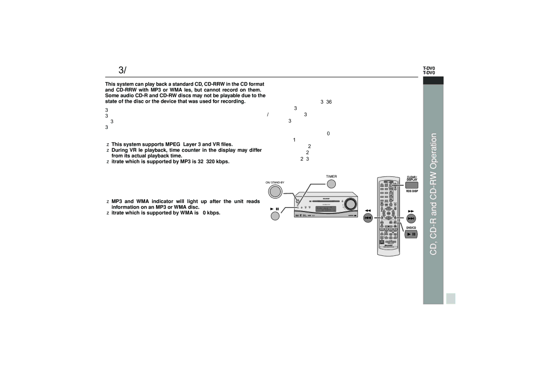 Sharp HT-DV40H operation manual Listening to a CD or MP3/WMA disc, Wma 