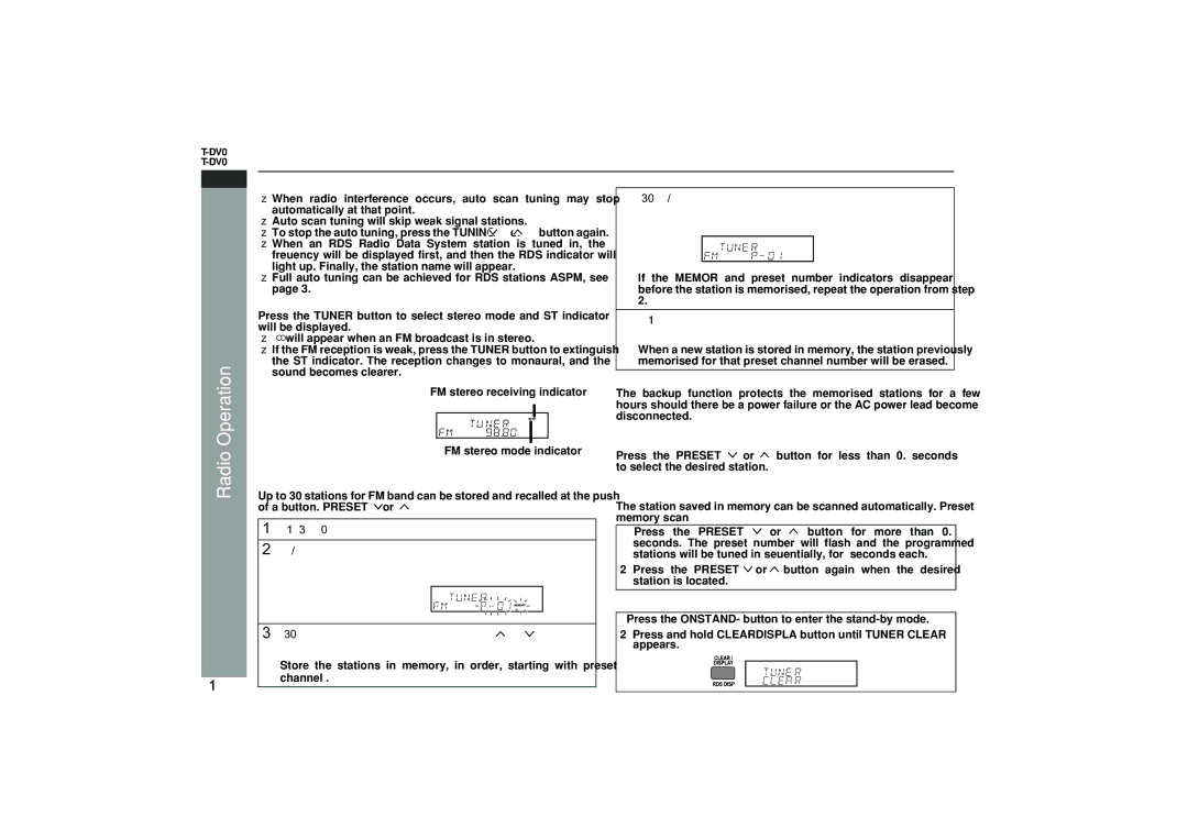 Sharp HT-DV40H operation manual Memorising a station, To recall a memorised station, To scan the preset stations 