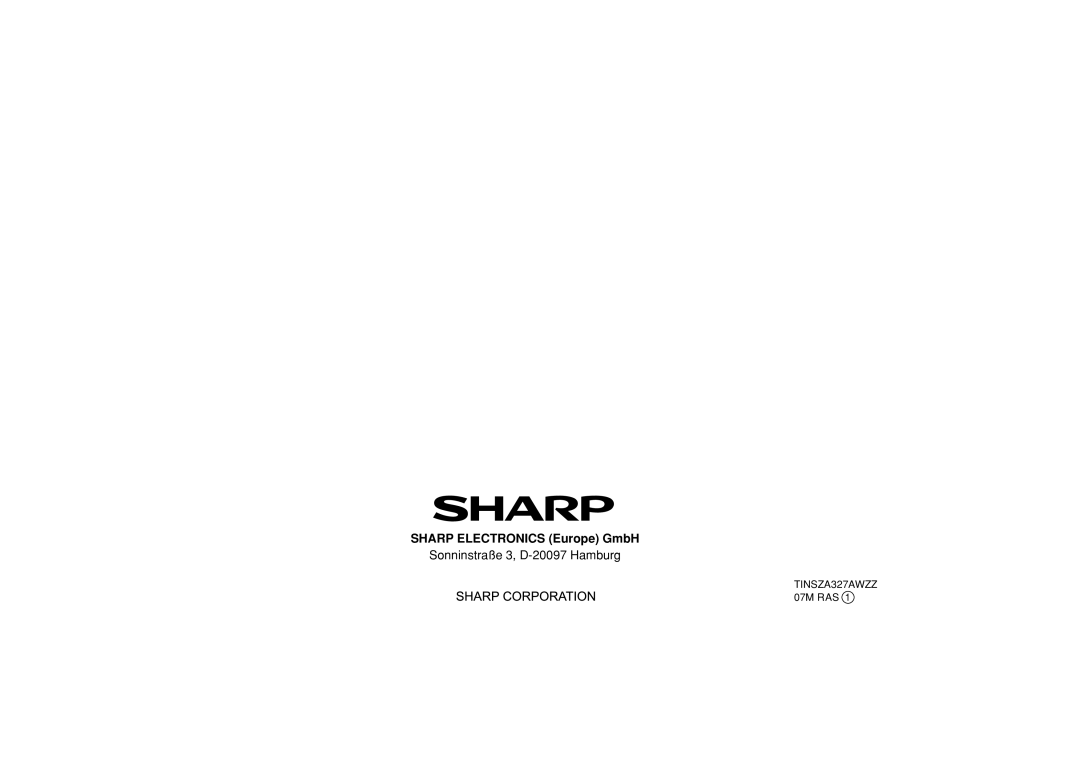 Sharp HT-DV40H operation manual SHARP ELECTRONICS Europe GmbH, Sonninstraße 3, D-20097Hamburg 